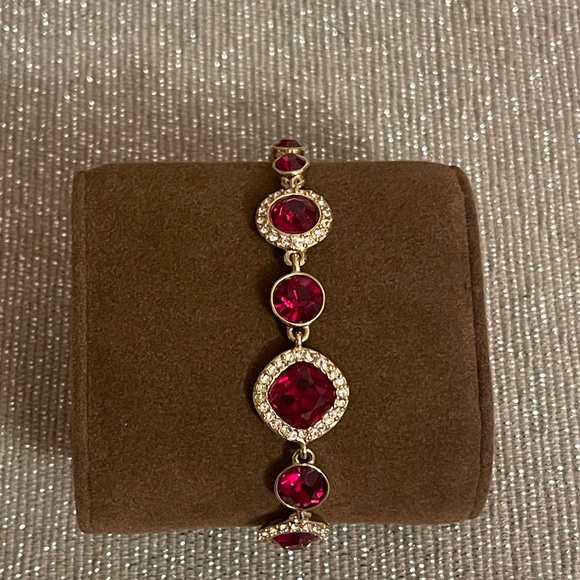 Givenchy Gold and Red Gemstone Bracelet - Picture 6 of 11